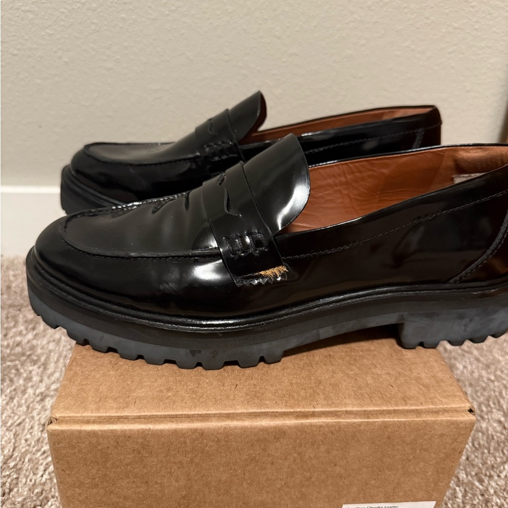Reformation Agathea Black Leather Women's Loafers size 9.5